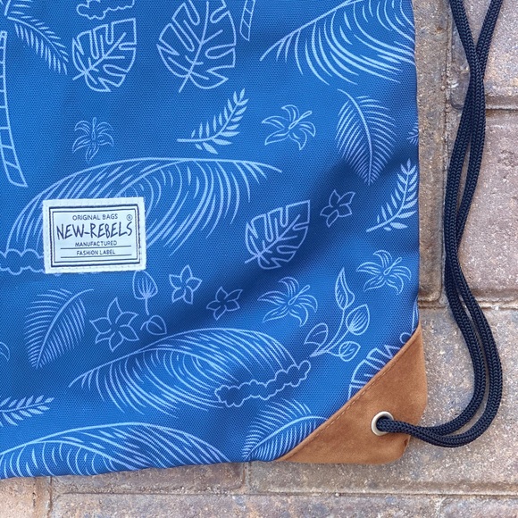 Canvas Floral Gym Sack Drawstring Backpack - Picture 2 of 4